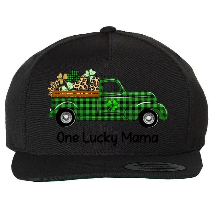 One Lucky Mama Truck Green Plaid Shamrocks St Patrick's Day Gift Wool Snapback Cap