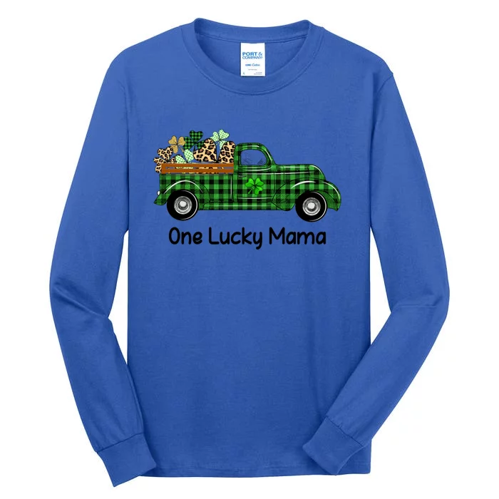 One Lucky Mama Truck Green Plaid Shamrocks St Patrick's Day Gift Tall Long Sleeve T-Shirt