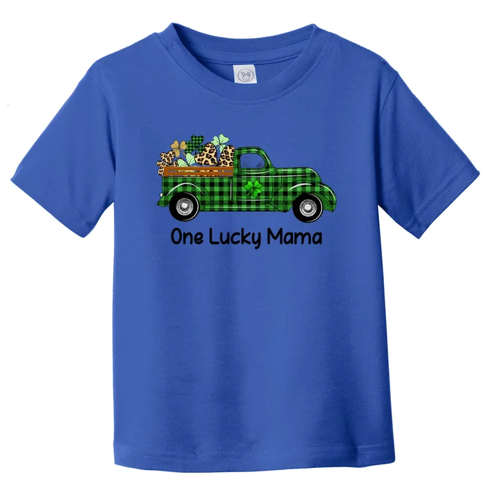 One Lucky Mama Truck Green Plaid Shamrocks St Patrick's Day Gift Toddler T-Shirt