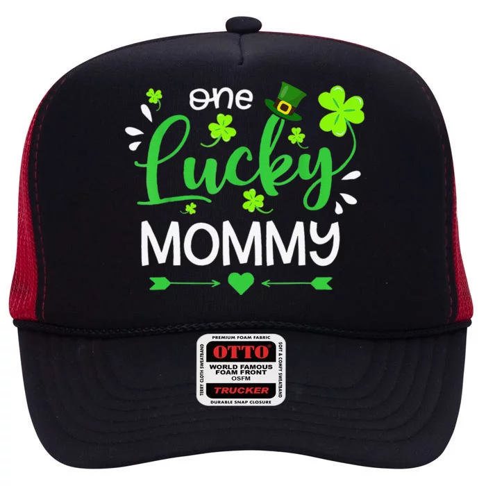 One Lucky Mommy St Patricks Day High Crown Mesh Trucker Hat