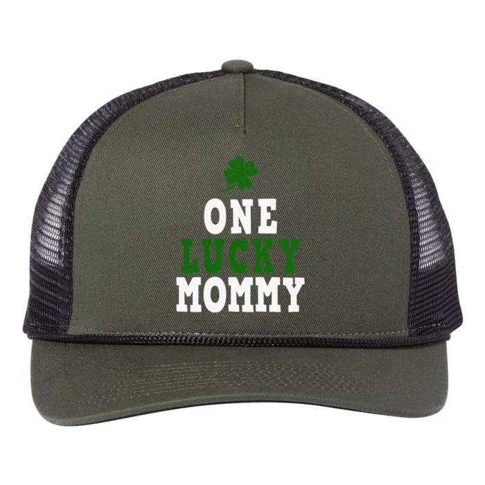 One Lucky MOMMY, St Patricks Day Funny MOM Gift Retro Rope Trucker Hat Cap