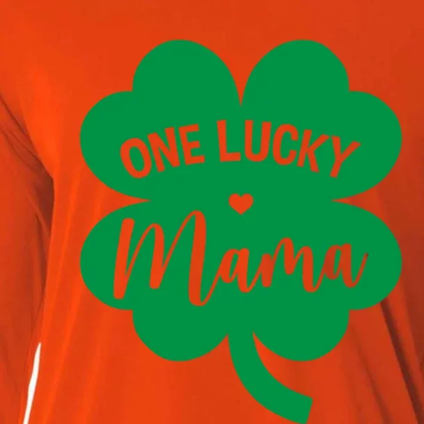 One Lucky Mama Shamrock Four Leaf Clover St Patricks Day Mom Gift Cooling Performance Long Sleeve Crew