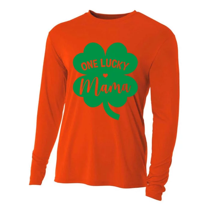 One Lucky Mama Shamrock Four Leaf Clover St Patricks Day Mom Gift Cooling Performance Long Sleeve Crew