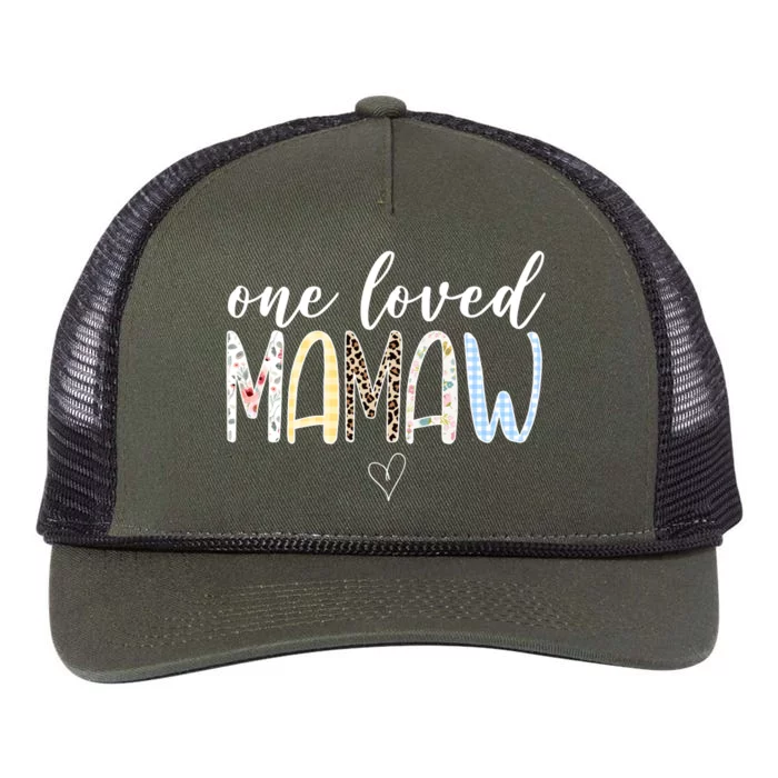 One Loved Mamaw Mothers Day Cute Retro Rope Trucker Hat Cap