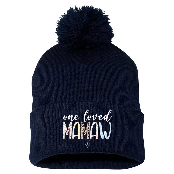 One Loved Mamaw Mothers Day Cute Pom Pom 12in Knit Beanie