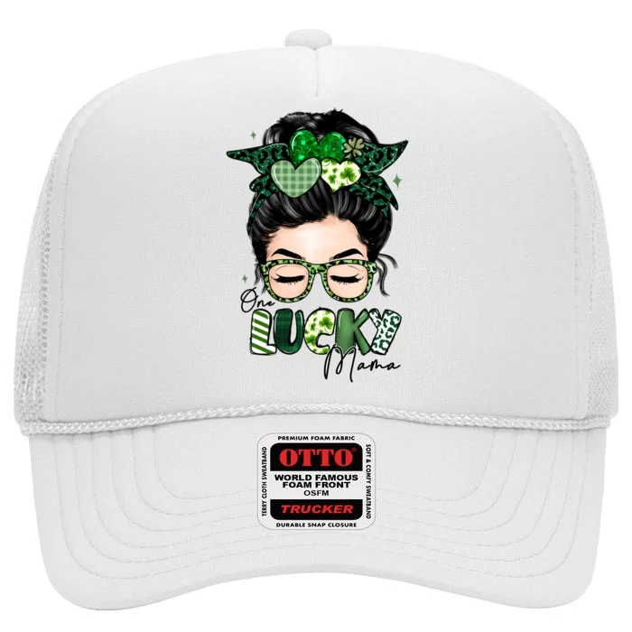 One Lucky Mama St Patricks Day High Crown Mesh Trucker Hat