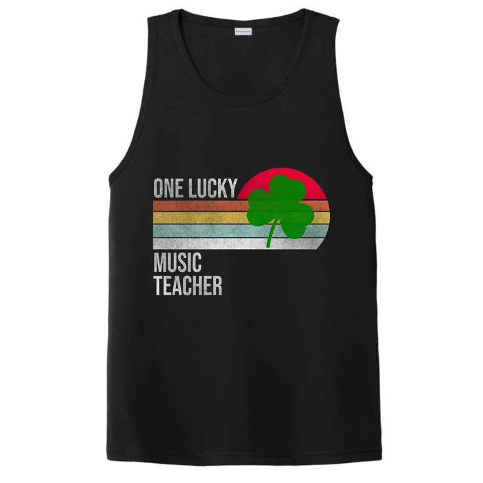 One Lucky Music Teacher St Patricks Day Vintage Retro Design Gift Performance Tank