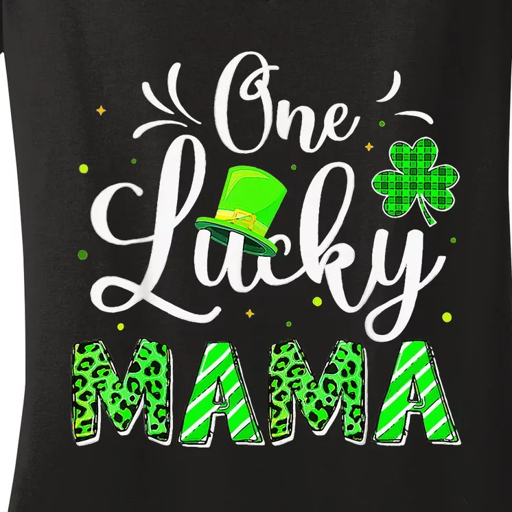 One Lucky Mama Irish Shamrock Leopard St Patrick's Day Women's V-Neck T-Shirt