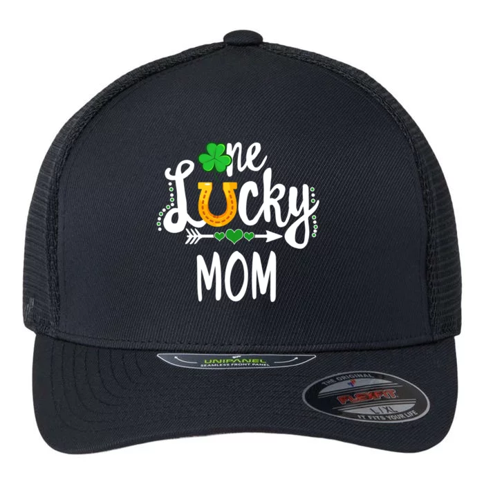 One Lucky Mom St Patricks Day Matching Mother Mommy Gift Flexfit Unipanel Trucker Cap