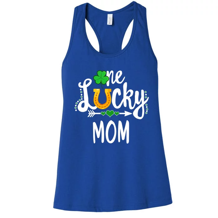 One Lucky Mom St Patricks Day Matching Mother Mommy Gift Women's Racerback Tank