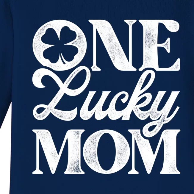 One Lucky Mom St Patricks Day Shamrock Ireland Irish Green Gift Baby Long Sleeve Bodysuit