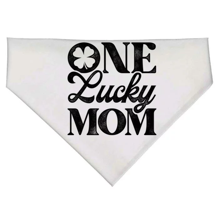 One Lucky Mom St Patricks Day Shamrock Ireland Irish Green Gift USA-Made Doggie Bandana