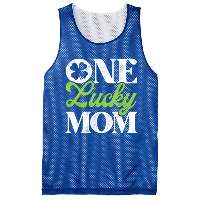 One Lucky Mom St Patricks Day Shamrock Ireland Irish Green Gift Mesh Reversible Basketball Jersey Tank