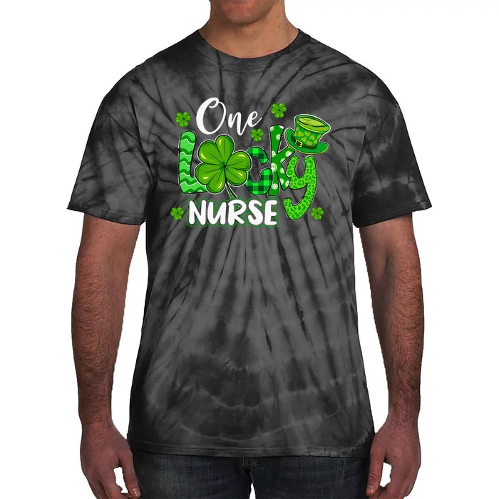 One Lucky Nurse St Patricks Day Shamrock Irish Nursing Tee Tie-Dye T-Shirt