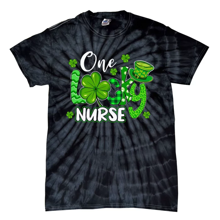 One Lucky Nurse St Patricks Day Shamrock Irish Nursing Tee Tie-Dye T-Shirt