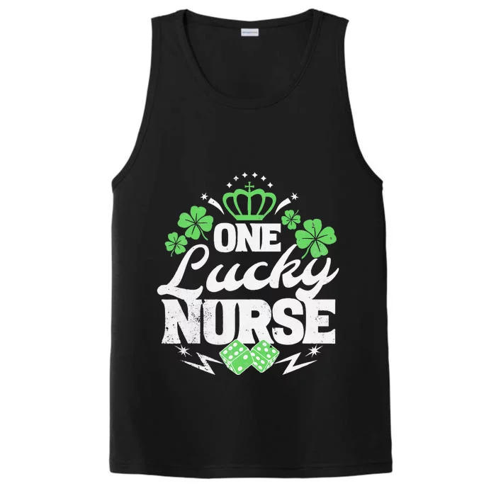 One Lucky Nurse St Patricks Day Gift Vintage 70s Dice Performance Tank