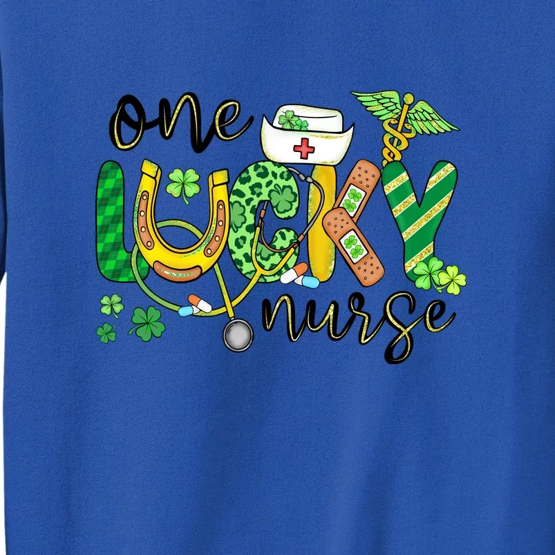 One Lucky Nurse Scrub RN ICU ER St Patricks Day Nurses Women Sweatshirt