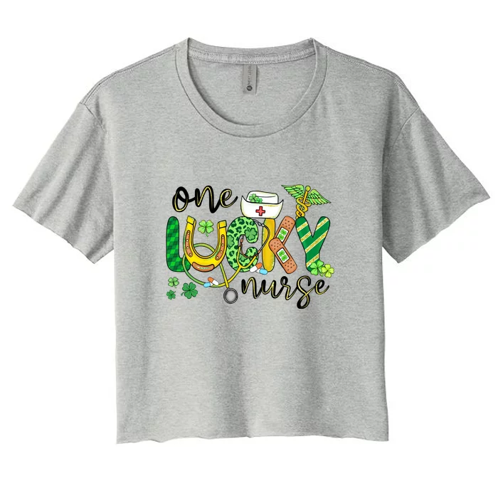 One Lucky Nurse Scrub RN ICU ER St Patricks Day Nurses Women Women's Crop Top Tee