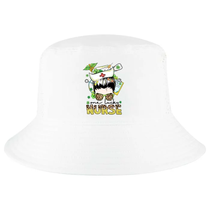 One Lucky Nurse St Patricks Day Irish Messy Bun Hair Nursing Cool Comfort Performance Bucket Hat