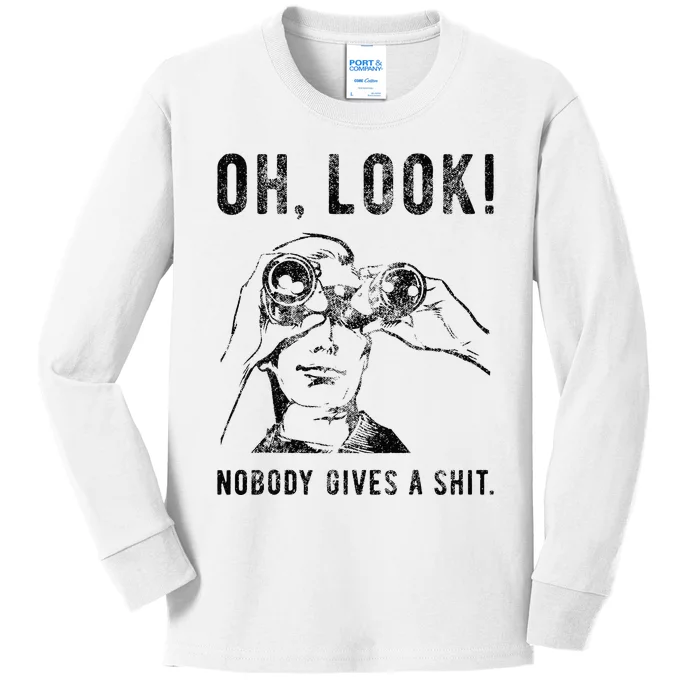 Oh Look Nobody Gives Funny Sarcastic Mocking Novelty Graphic Kids Long Sleeve Shirt