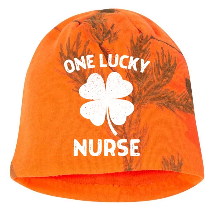 One Lucky Nurse St Patricks Day Green Shamrock Leaf Kati - Camo Knit Beanie