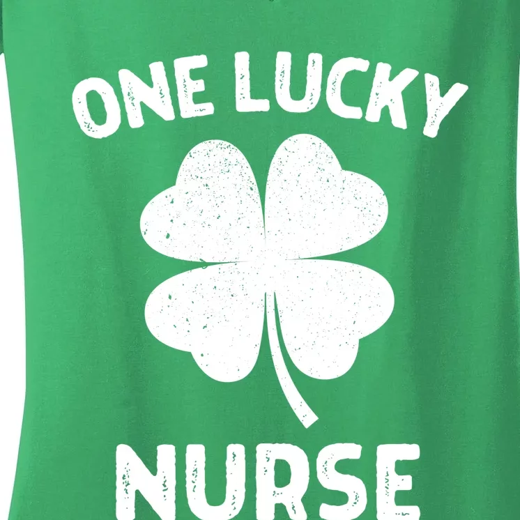 One Lucky Nurse St Patricks Day Green Shamrock Leaf Women's V-Neck T-Shirt