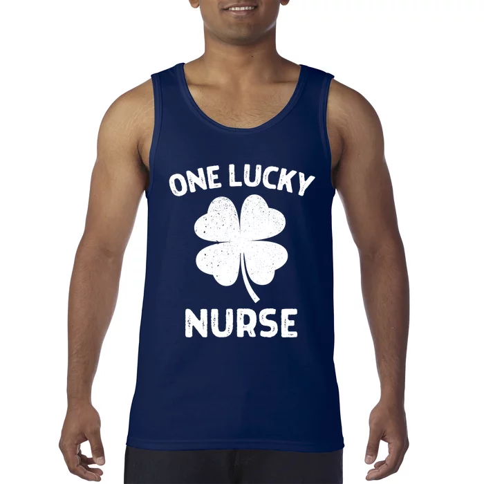 One Lucky Nurse St Patricks Day Green Shamrock Leaf Tank Top