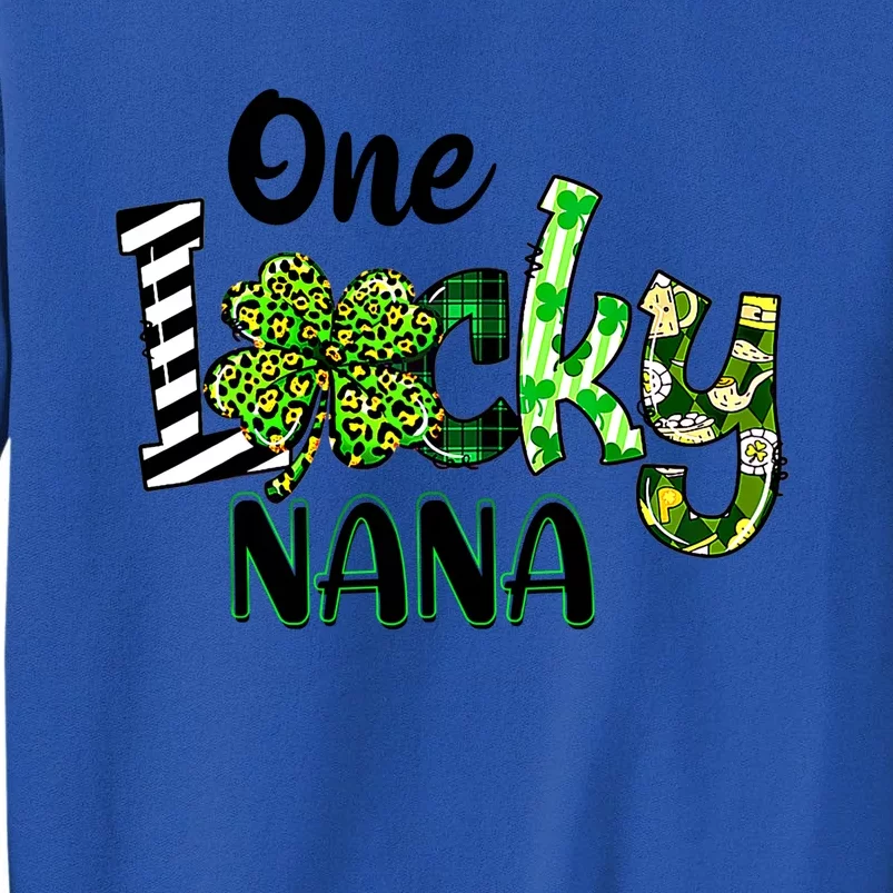 One Lucky Nana St Patricks Day Mom Mother Shamrock Leopard Funny Gift Sweatshirt