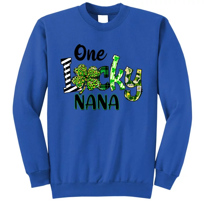 One Lucky Nana St Patricks Day Mom Mother Shamrock Leopard Funny Gift Sweatshirt