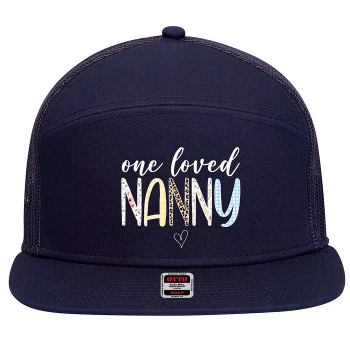 One Loved Nanny Cute Gift 7 Panel Mesh Trucker Snapback Hat