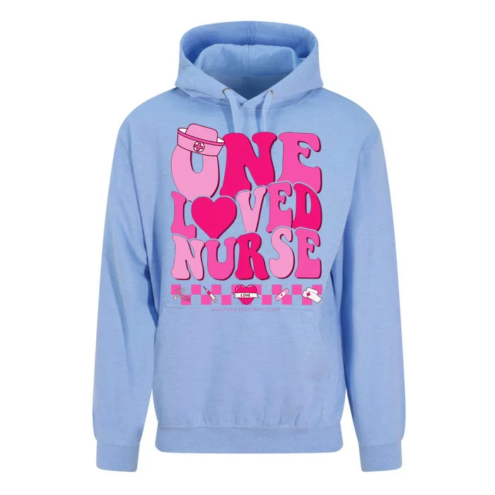 One Loved Nurse Valentines Day ER ICU NICU RN Nurses Women Unisex Surf Hoodie