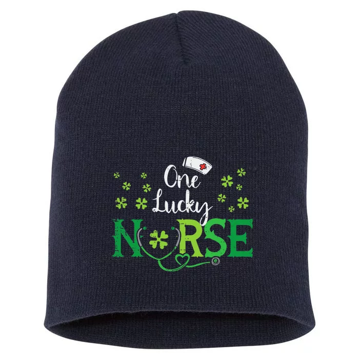 One Lucky Nurse Saint Paddys RN St Patricks Day Nurses Women Funny Short Acrylic Beanie