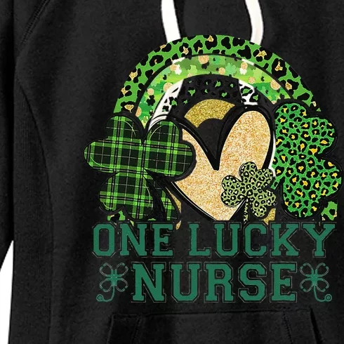 One Lucky Nurse Scrub RN ICU ER Funny St Patricks Day Nurses Women's Fleece Hoodie