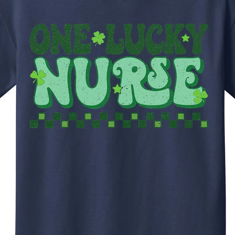 One Lucky Nurse Scrub RN ICU ER St Patricks Day Nurses Women Kids T-Shirt