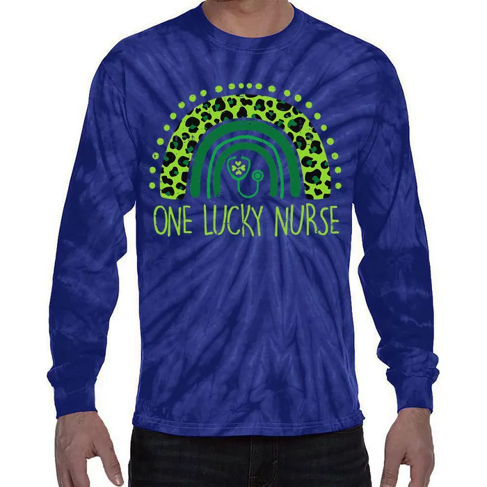 One Lucky Nurse Scrub RN ICU ER St Patricks Day Nurses Tie-Dye Long Sleeve Shirt