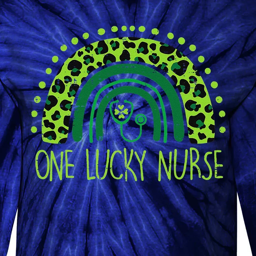 One Lucky Nurse Scrub RN ICU ER St Patricks Day Nurses Tie-Dye Long Sleeve Shirt