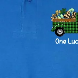 One Lucky Nanny Green Plaid Truck Shamrocks St Patrick's Day Gift Softstyle Adult Sport Polo