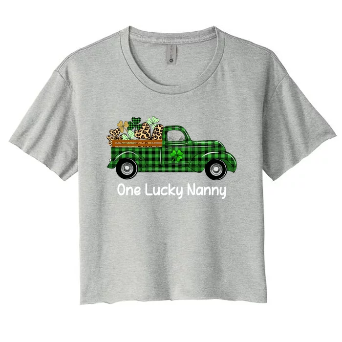 One Lucky Nanny Green Plaid Truck Shamrocks St Patrick's Day Gift Women's Crop Top Tee