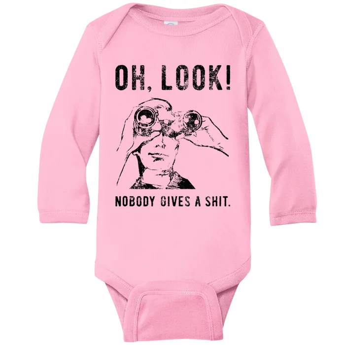 Oh Look Nobody Gives A Shit Funny Sarcastic Funny Saying Baby Long Sleeve Bodysuit