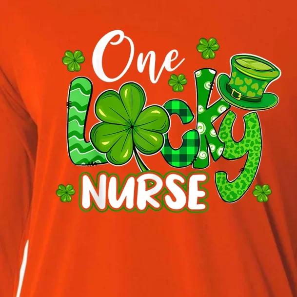 One Lucky Nurse Shamrocks Rpn Rn Er St Patricks Day Nursing Gift Cooling Performance Long Sleeve Crew