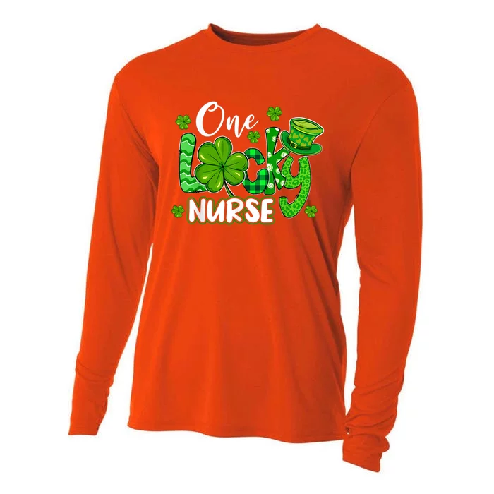 One Lucky Nurse Shamrocks Rpn Rn Er St Patricks Day Nursing Gift Cooling Performance Long Sleeve Crew