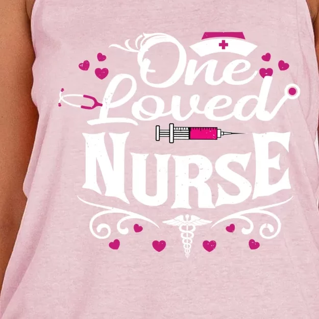 One Loved Nurse Valentines Day Gift Women's Knotted Racerback Tank