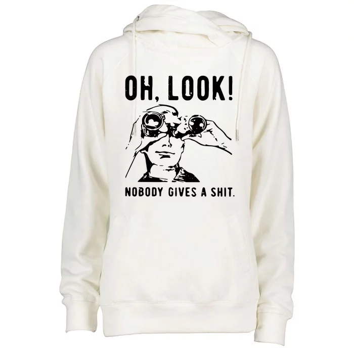 Oh Look Nobody Gives A Shit Offensive Men Nobody Cares Mocking Novelty Womens Funnel Neck Pullover Hood