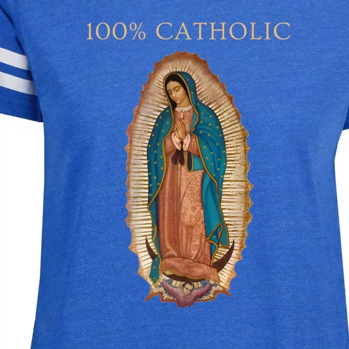 Our Lady Of Guadalupe Roman Catholic Gift Enza Ladies Jersey Football T-Shirt