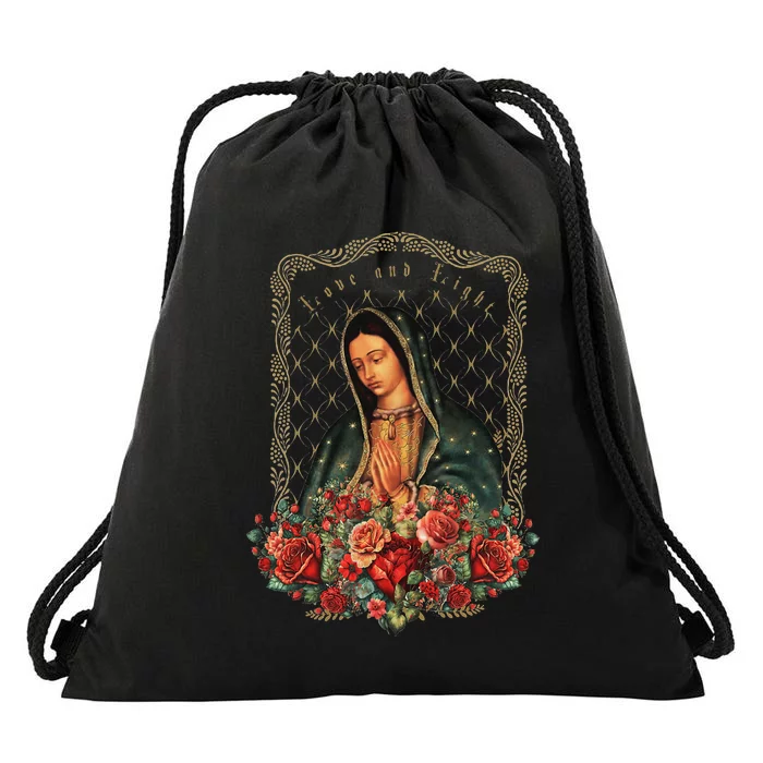 Our Lady Of Guadalupe Virgin Mary Catholic Saint Drawstring Bag