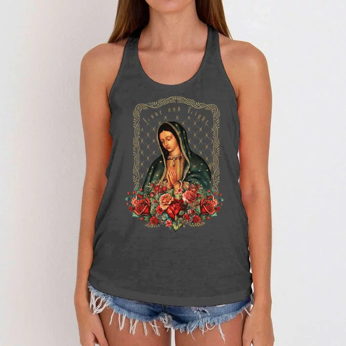 Our Lady Of Guadalupe Virgin Mary Catholic Saint Women's Knotted Racerback Tank