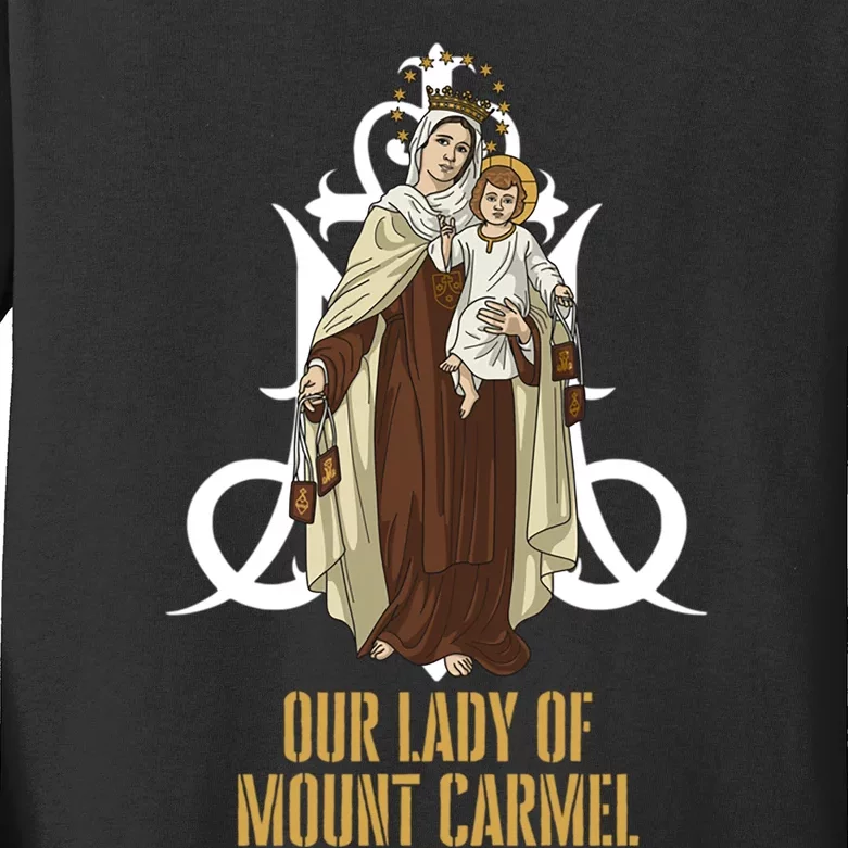 Our Lady Of Mount Carmel Marian Catholic Kids Long Sleeve Shirt