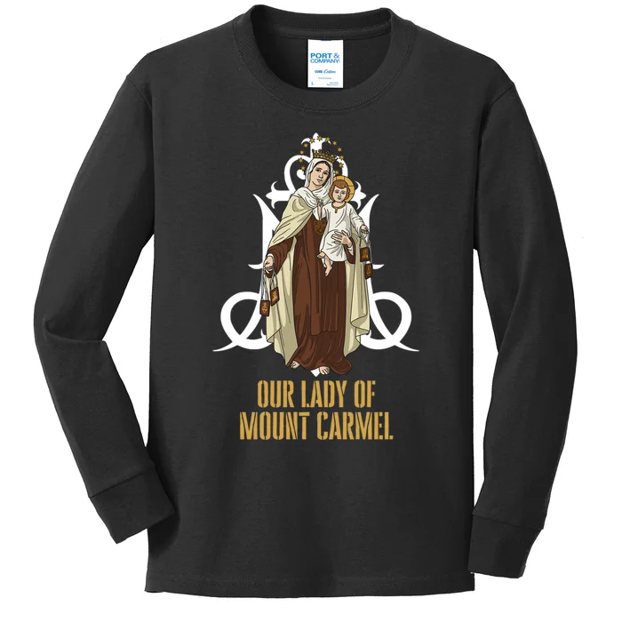 Our Lady Of Mount Carmel Marian Catholic Kids Long Sleeve Shirt