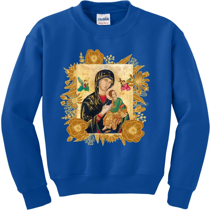 Our Lady Of Perpetual Help Blessed Mother Mary Catholic Icon Gift Kids Sweatshirt