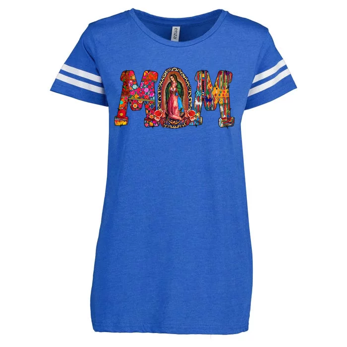 Our Lady Of Guadalupe Catholic Virgin Mary Mexican Mom Enza Ladies Jersey Football T-Shirt